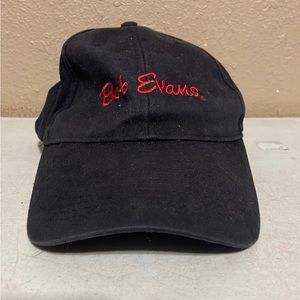 Bob Evans Black Red Spellout Strapback Hat Cap Adjustable